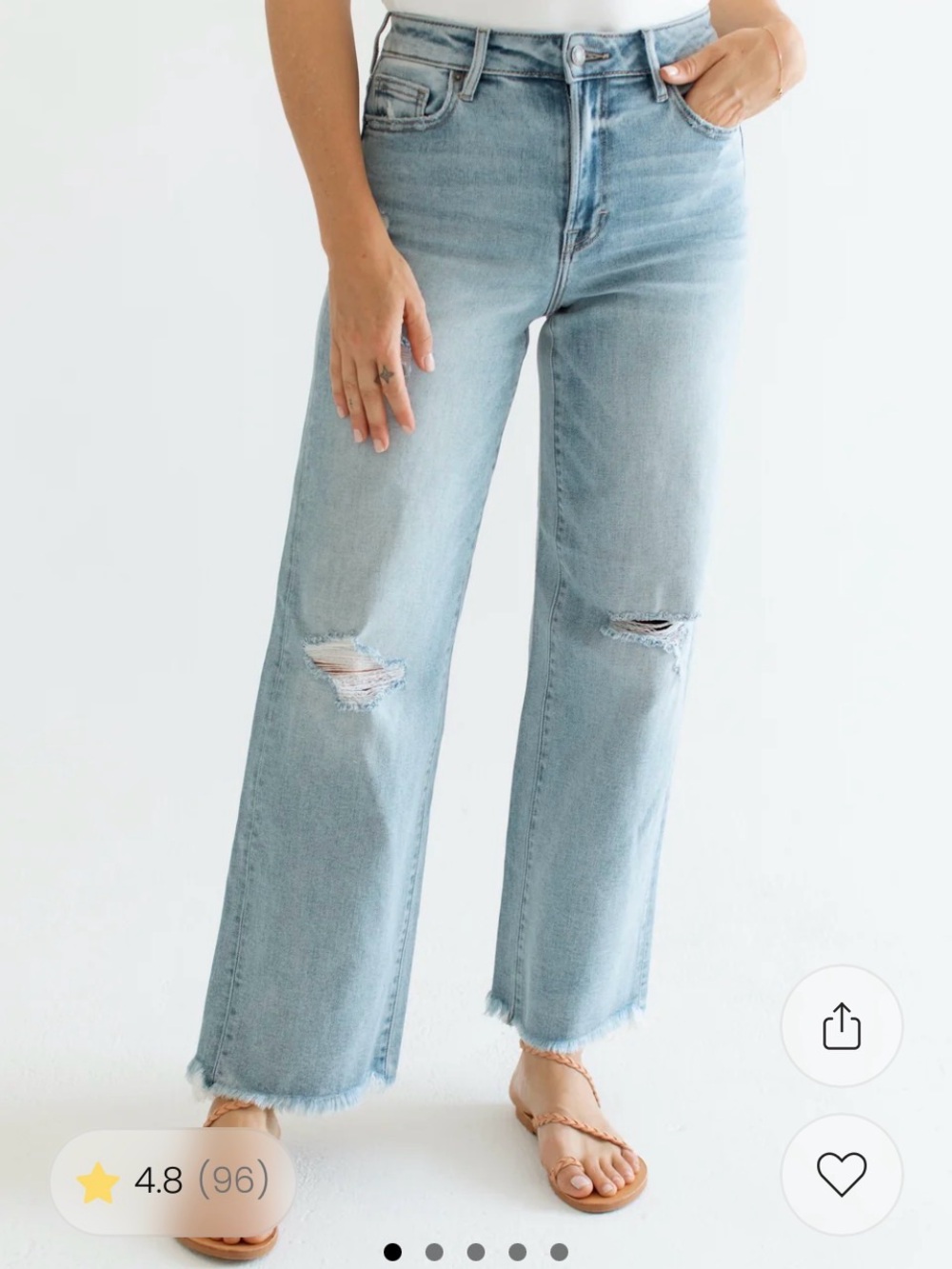 CJLA Dylan Distressed High-Rise Wide-Leg Jeans